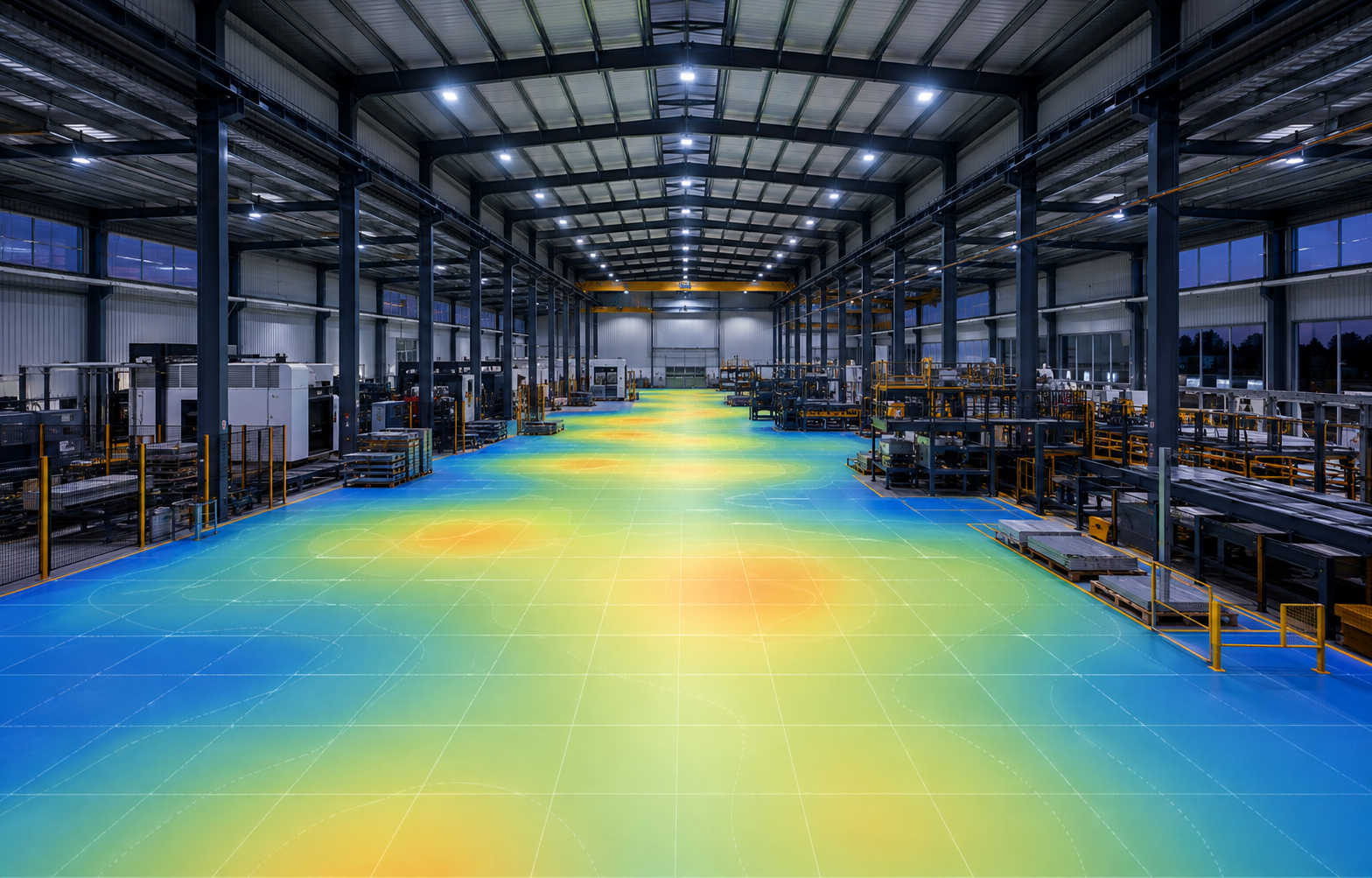 Validación fotométrica de iluminación en una nave industrial con DIALux