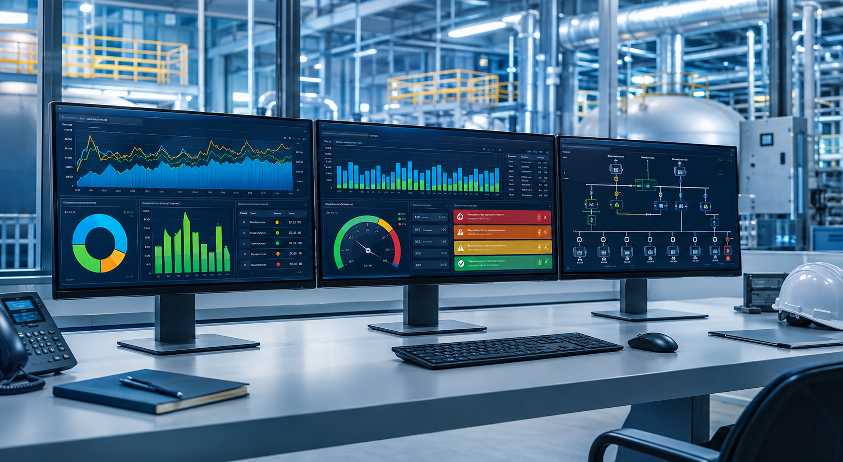 Centro de monitoreo energético industrial con dashboards de WinPM.Net